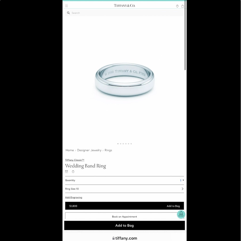 AUTH Tiffany & Co platinum wedding band - Picture 12 of 12